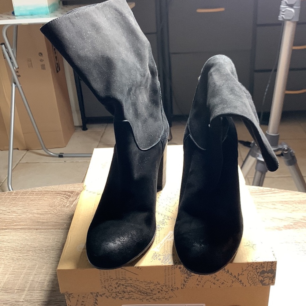 FREE PEOPLE - Dakota Heel Boots in Black Suede EUC Size 39/9 - Picture 10 of 13